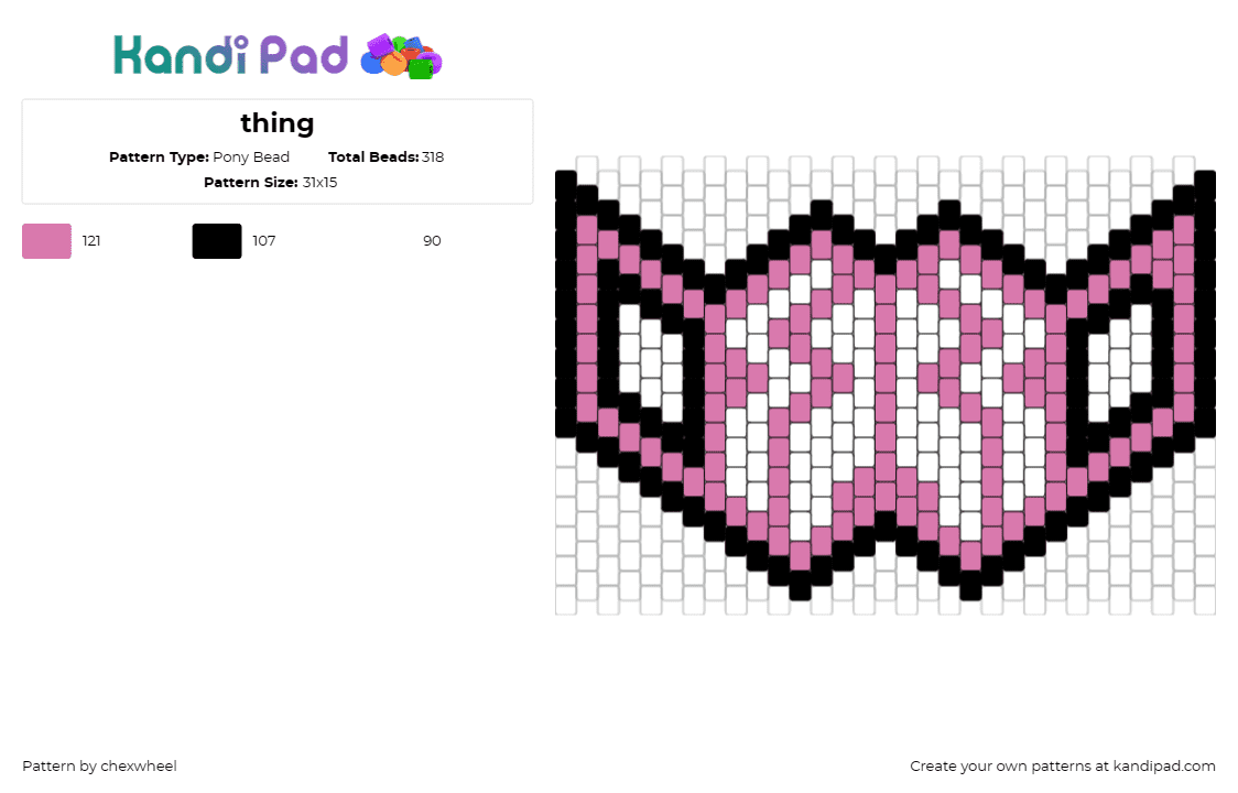 thing - Pony Bead Pattern by chexwheel on Kandi Pad - mask,geometric