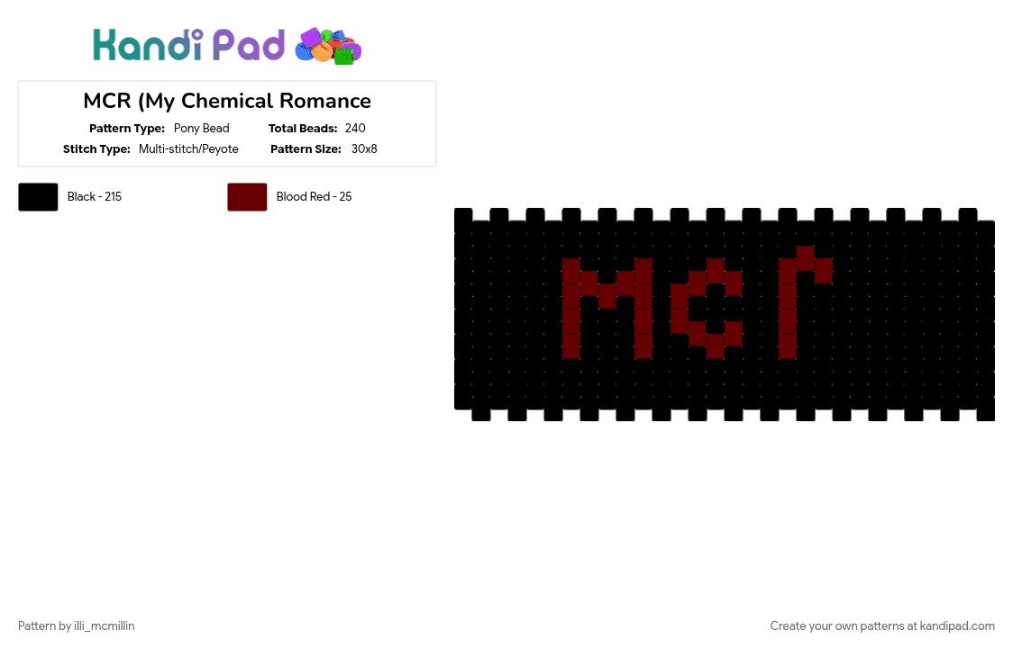 MCR (My Chemical Romance - Pony Bead Pattern by illi_mcmillin on Kandi Pad - 