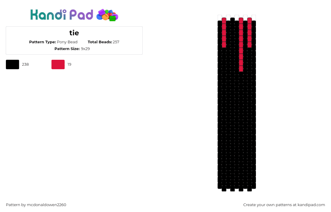 tie - Pony Bead Pattern by mcdonaldowen2260 on Kandi Pad - necktie,blood,drip,dark,clothing,tie,black,red