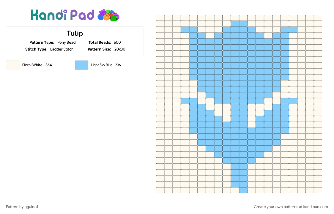 Tulip - Pony Bead Pattern by gguido1 on Kandi Pad - light blue, white