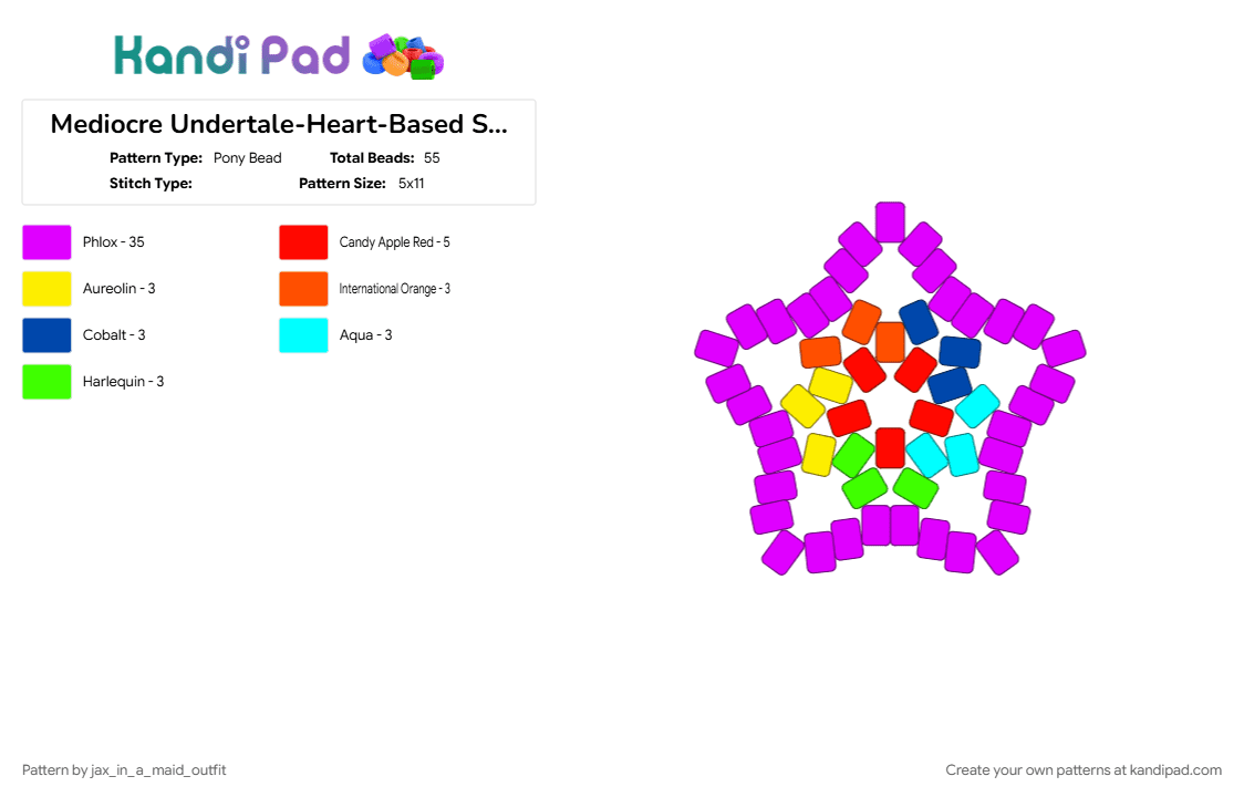 Mediocre Undertale-Heart-Based Starrr - Pony Bead Pattern by jax_in_a_maid_outfit on Kandi Pad - deltarune, hearts, pink, undertale