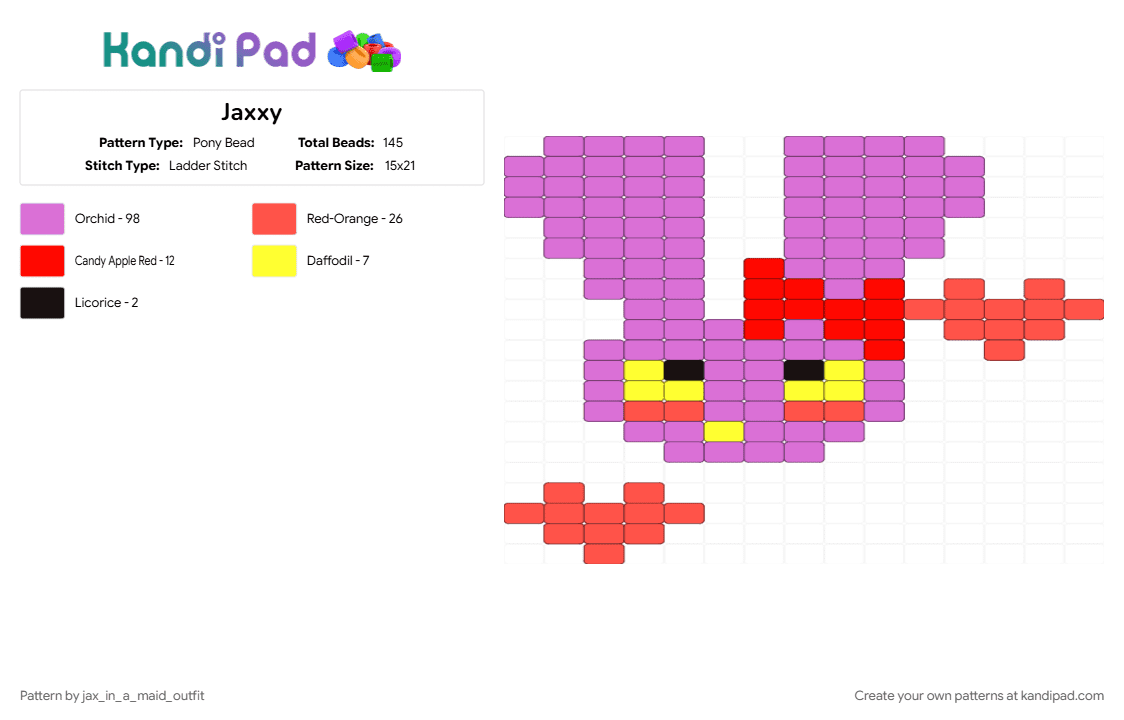 Jaxxy - Pony Bead Pattern by jax_in_a_maid_outfit on Kandi Pad - pink