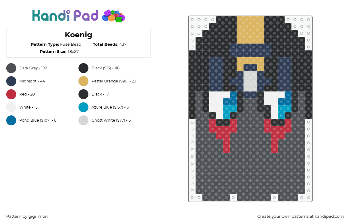 Koenig - Fuse Bead Pattern by gigi_mon on Kandi Pad - konig,call of duty,head,video game,gray