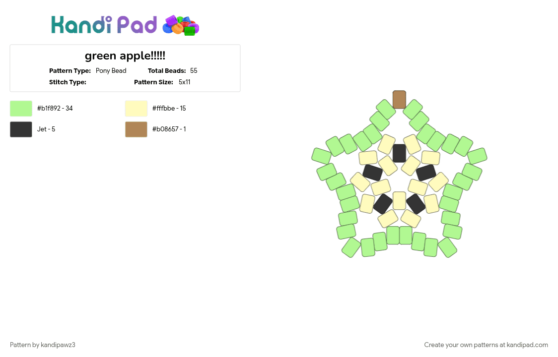 green apple!!!!! - Pony Bead Pattern by kandipawz3 on Kandi Pad - cute, kawaii, yellow