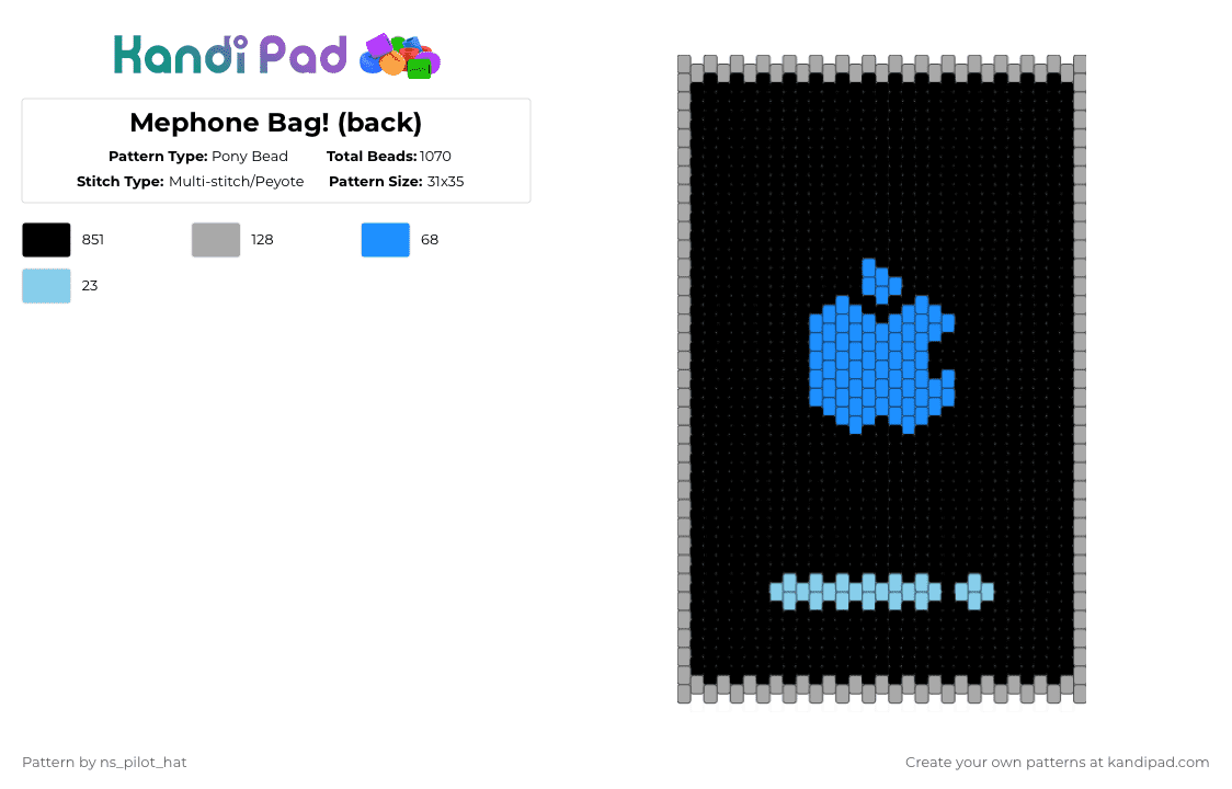 Mephone4 Bag! (back) - Pony Bead Pattern by ns_pilot_hat on Kandi Pad - black,beige,light blue