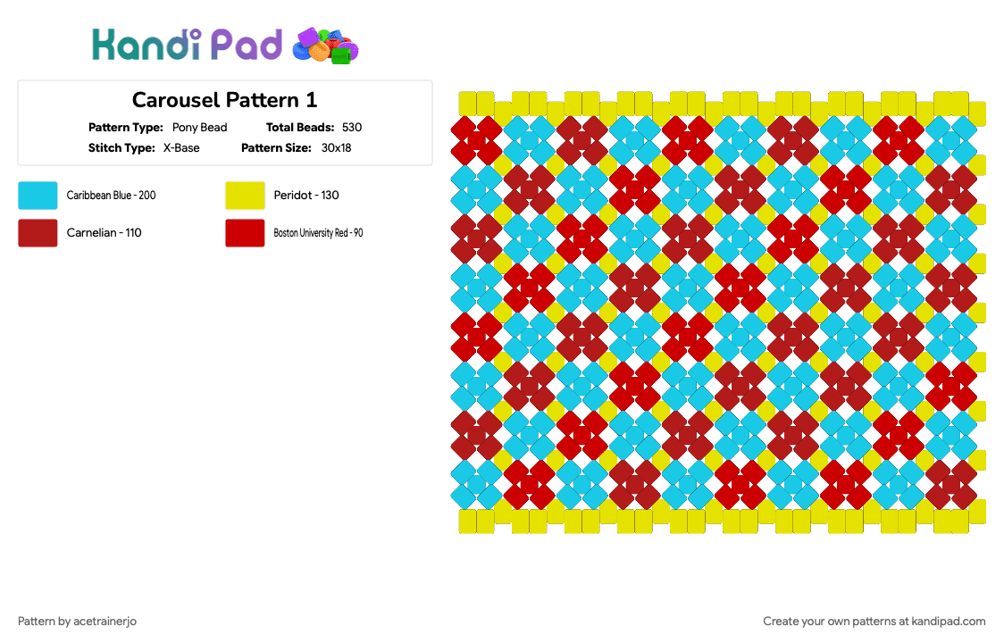 Carousel Pattern 1 - Pony Bead Pattern by acetrainerjo on Kandi Pad - light blue, red