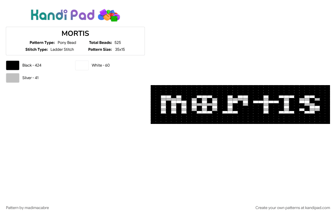 MORTIS - Pony Bead Pattern by madimacabre on Kandi Pad - beige, black, white