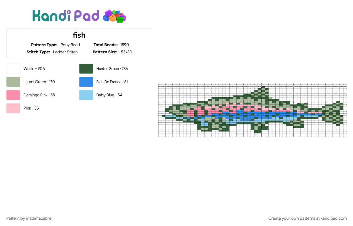 fish - Pony Bead Pattern by madimacabre on Kandi Pad - beige, gray, white