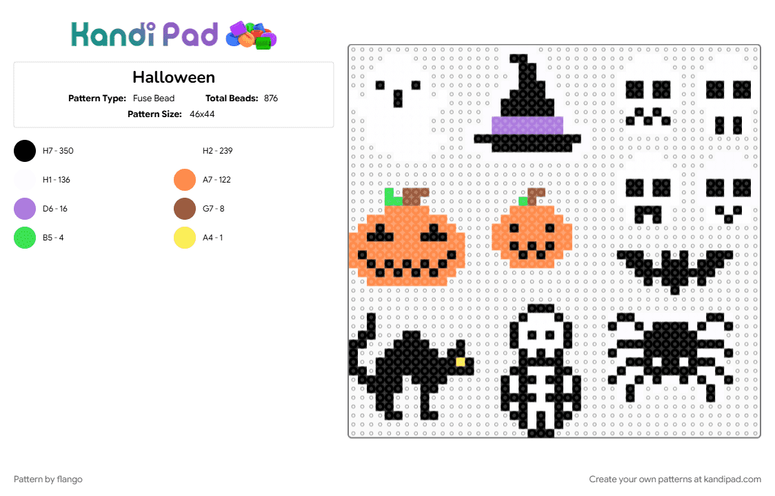 Halloween - Fuse Bead Pattern by flango on Kandi Pad - orange, white