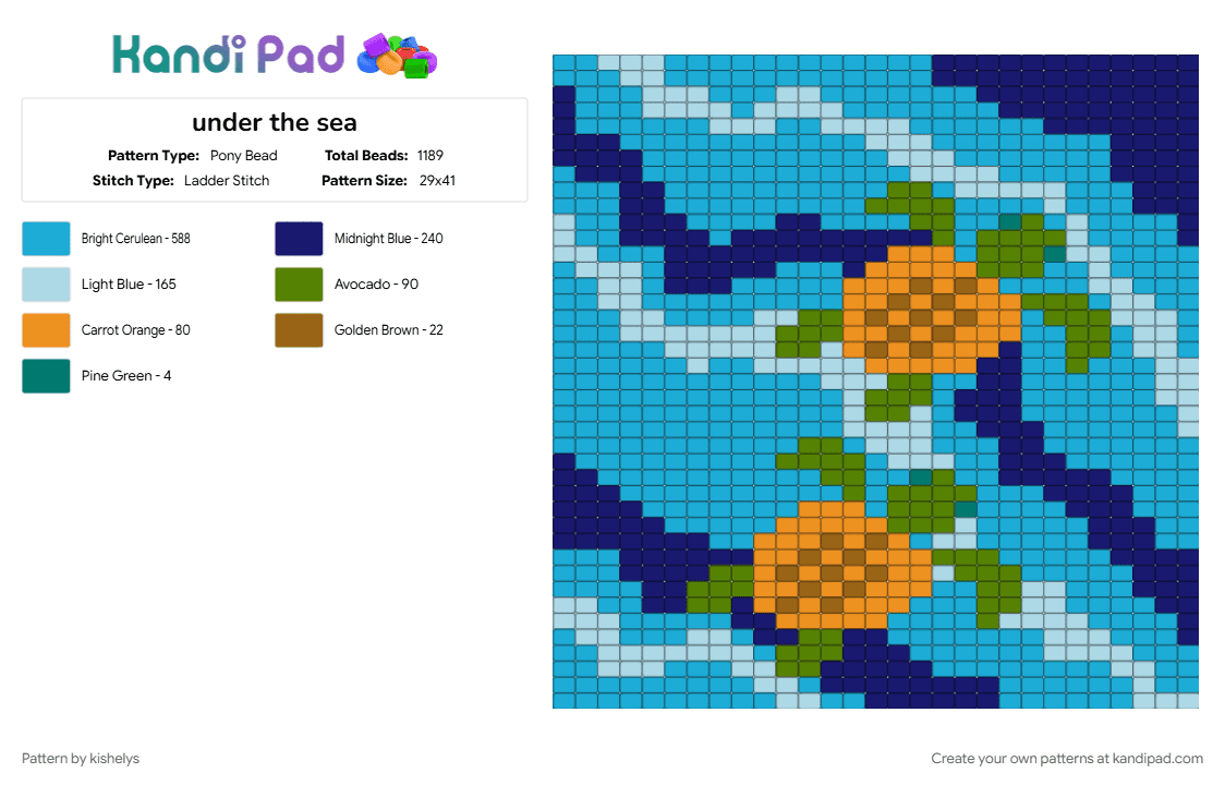under the sea - Pony Bead Pattern by kishelys on Kandi Pad - light blue, purple