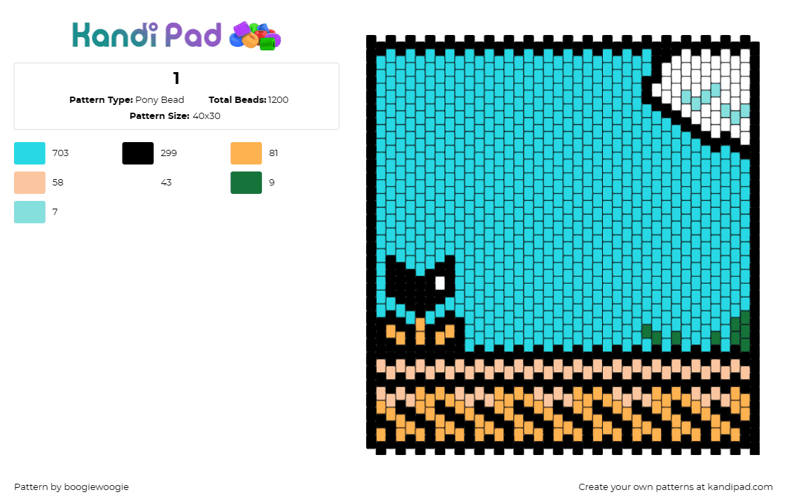 1 - Pony Bead Pattern by boogiewoogie on Kandi Pad - mario,nintendo,landscape,video game,bag,panel,sky,teal,orange