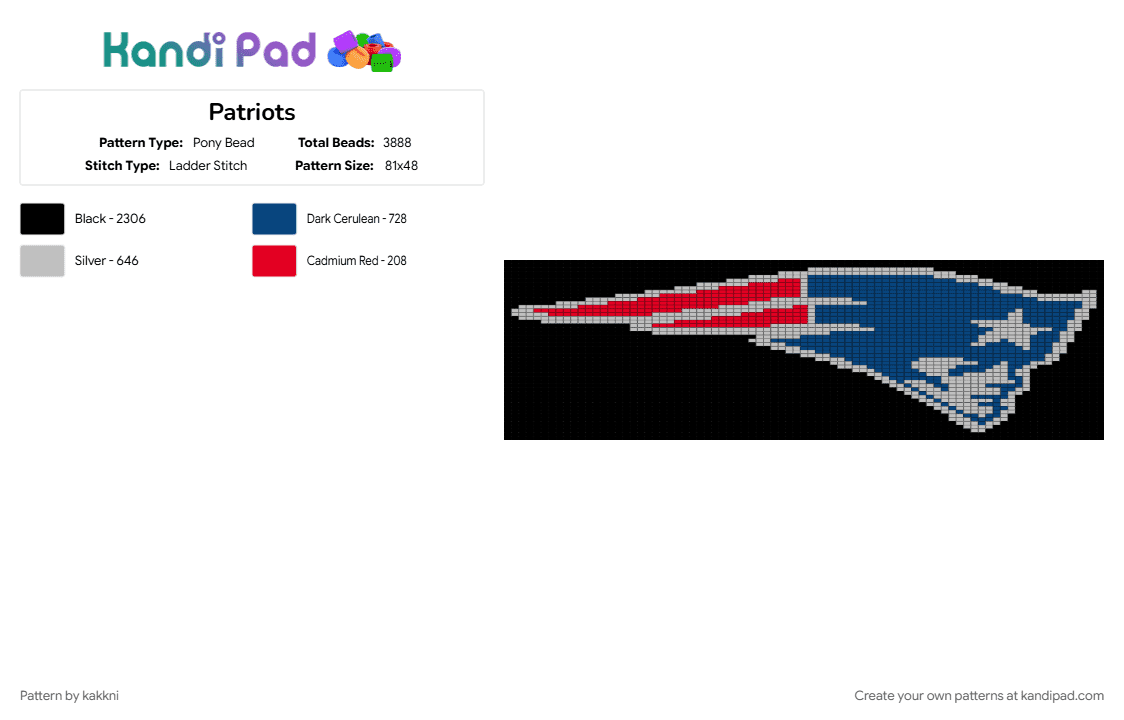 Patriots - Pony Bead Pattern by kakkni on Kandi Pad - beige, black, blue