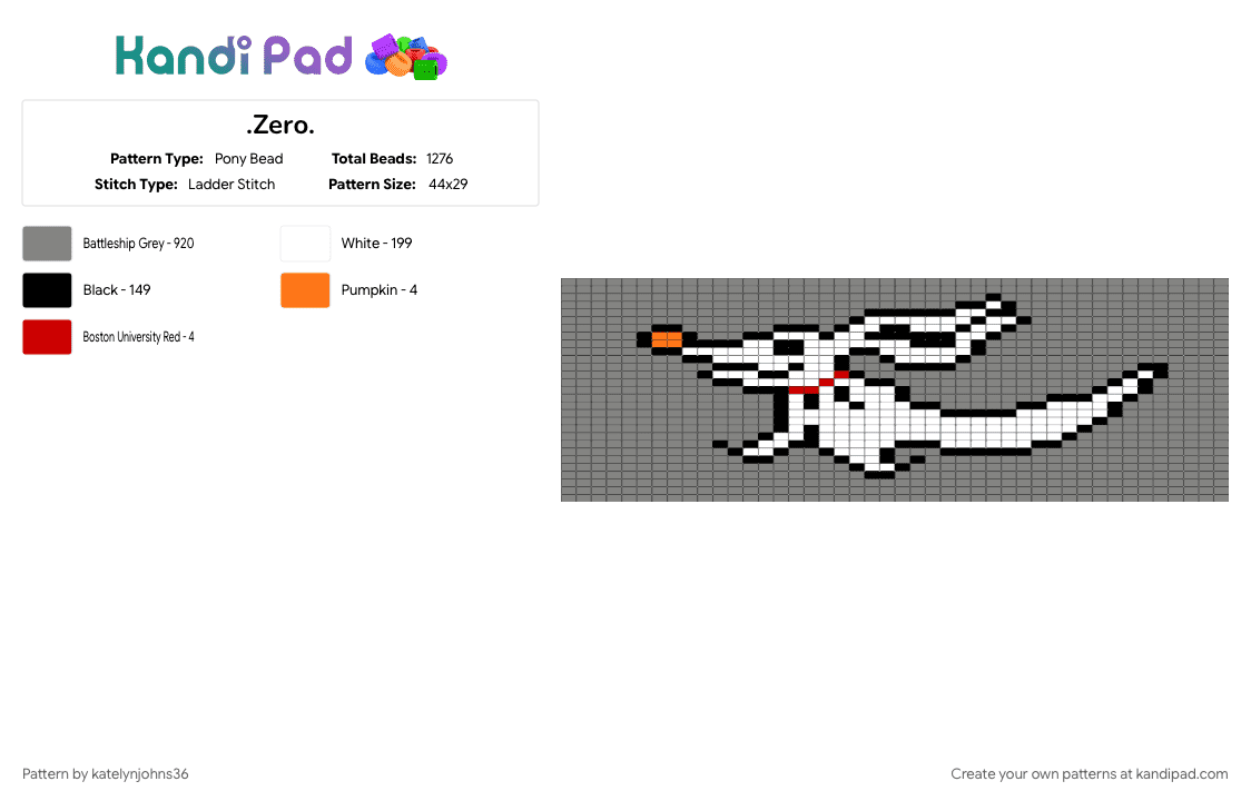 .Zero. - Pony Bead Pattern by katelynjohns36 on Kandi Pad - gray