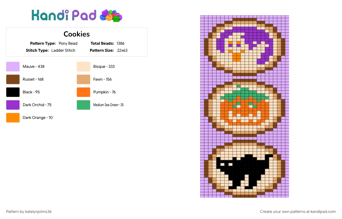 Cookies - Pony Bead Pattern by katelynjohns36 on Kandi Pad - beige, orange, pink