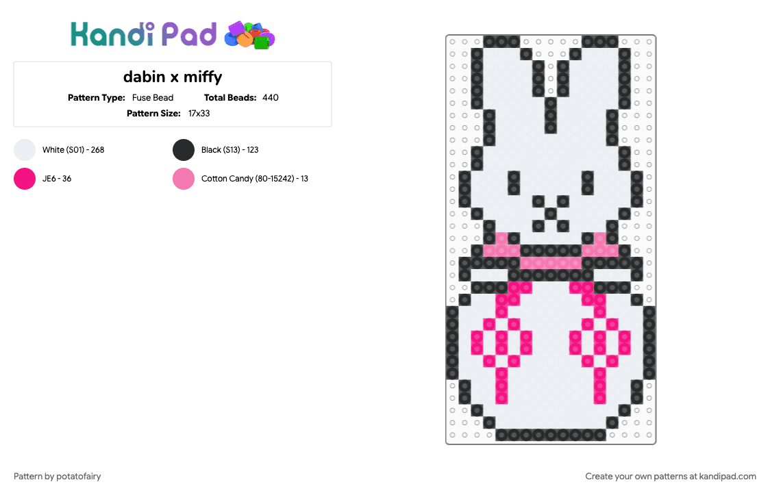 dabin x miffy - Fuse Bead Pattern by potatofairy on Kandi Pad - white