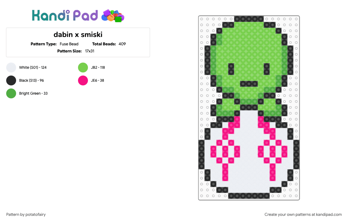 dabin x smiski - Fuse Bead Pattern by potatofairy on Kandi Pad - green