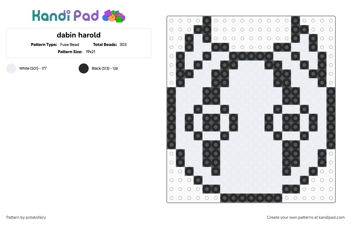 dabin harold - Fuse Bead Pattern by potatofairy on Kandi Pad - black, white