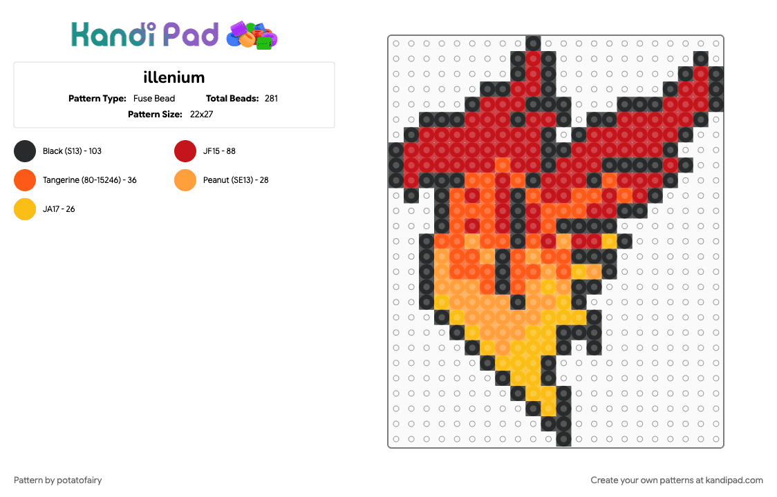 illenium - Fuse Bead Pattern by potatofairy on Kandi Pad - orange, red