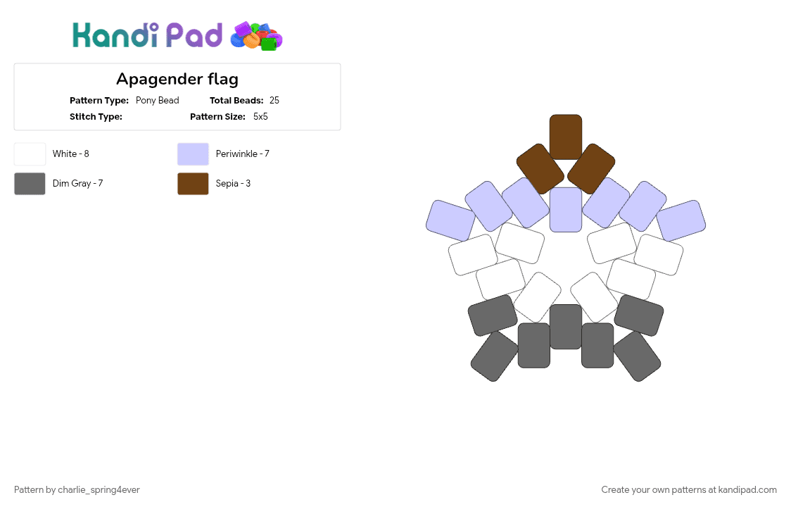 Apagender flag - Pony Bead Pattern by charlie_spring4ever on Kandi Pad - gray, pink