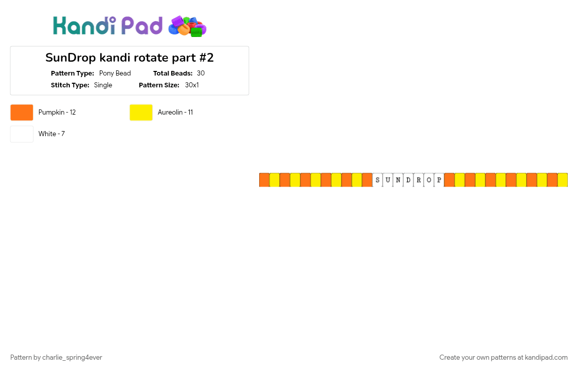 SunDrop kandi rotator part #2 - Pony Bead Pattern by charlie_spring4ever on Kandi Pad - orange, yellow