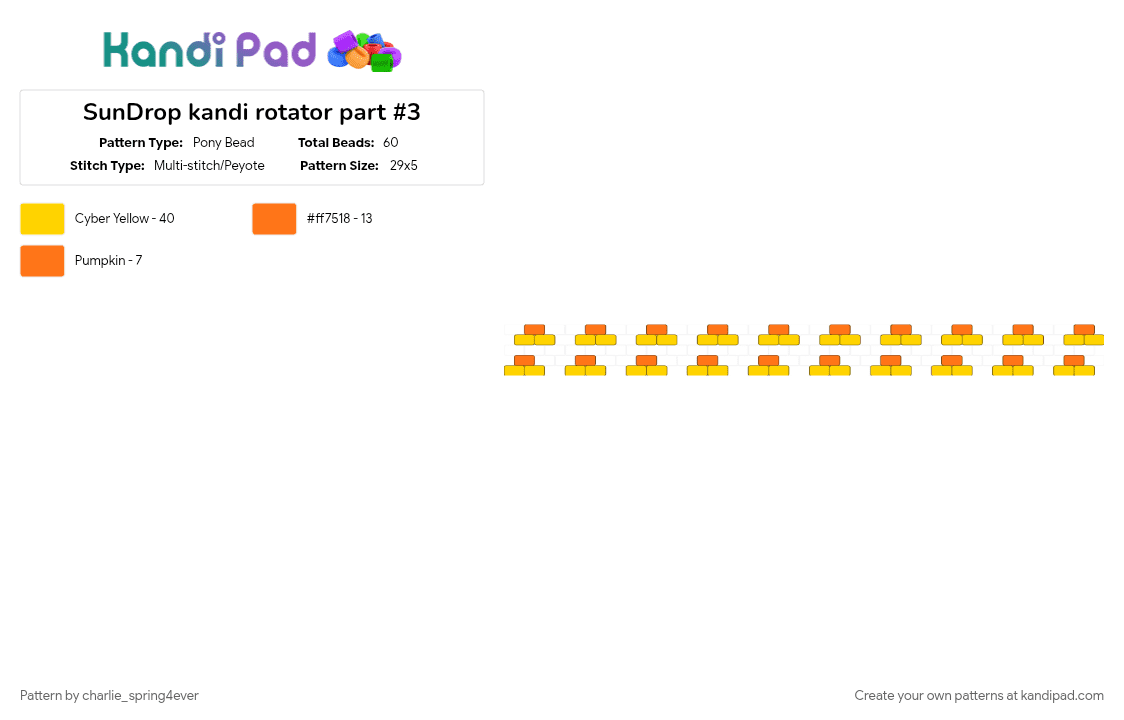 SunDrop kandi rotator part #3 - Pony Bead Pattern by charlie_spring4ever on Kandi Pad - orange, yellow