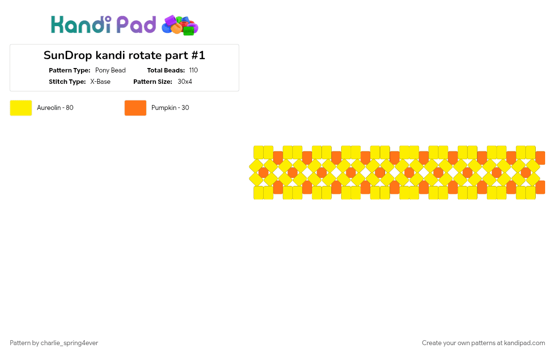 SunDrop kandi rotator part #1 - Pony Bead Pattern by charlie_spring4ever on Kandi Pad - orange, yellow