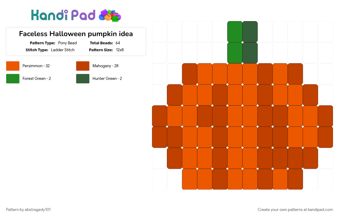 Faceless Halloween pumpkin idea - Pony Bead Pattern by abstragedy101 on Kandi Pad - orange, red