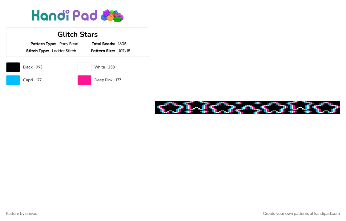 pintrest glitch stars - Pony Bead Pattern by enivoq on Kandi Pad - black, light blue, pink
