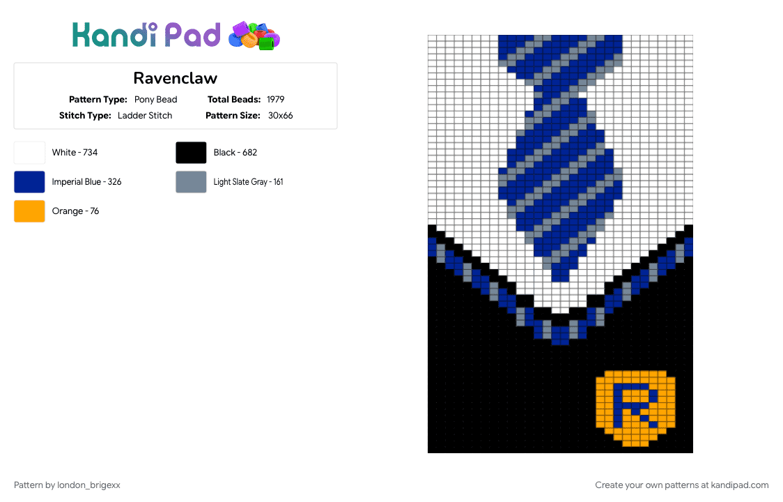 Ravenclaw - Pony Bead Pattern by london_brigexx on Kandi Pad - purple, white