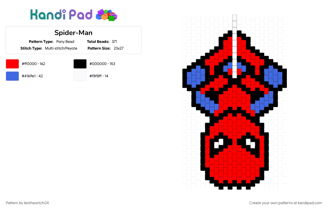Spider-Man - Pony Bead Pattern by leothewitch04 on Kandi Pad - red