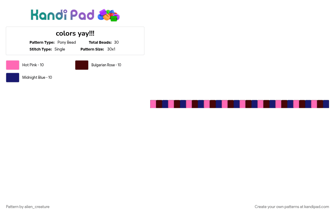colors yay!!! - Pony Bead Pattern by alien_creature on Kandi Pad - 