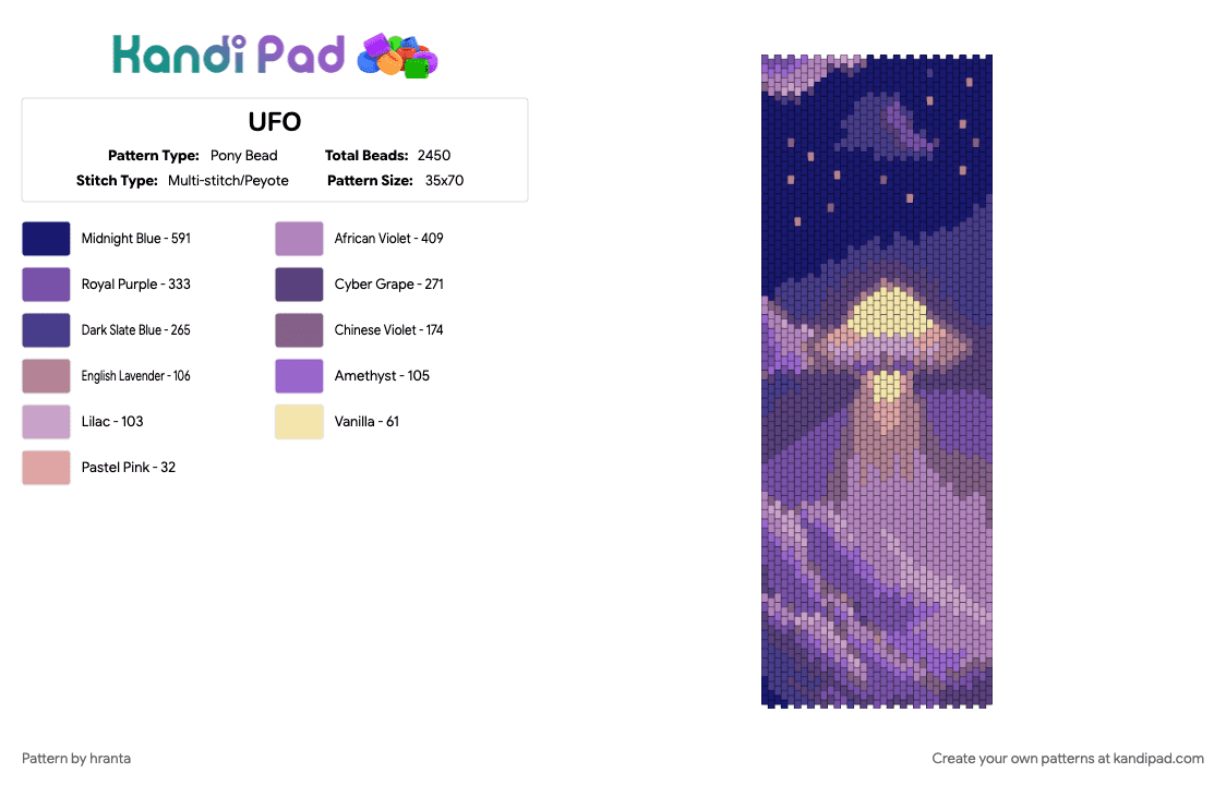 UFO - Pony Bead Pattern by hranta on Kandi Pad - pink, purple