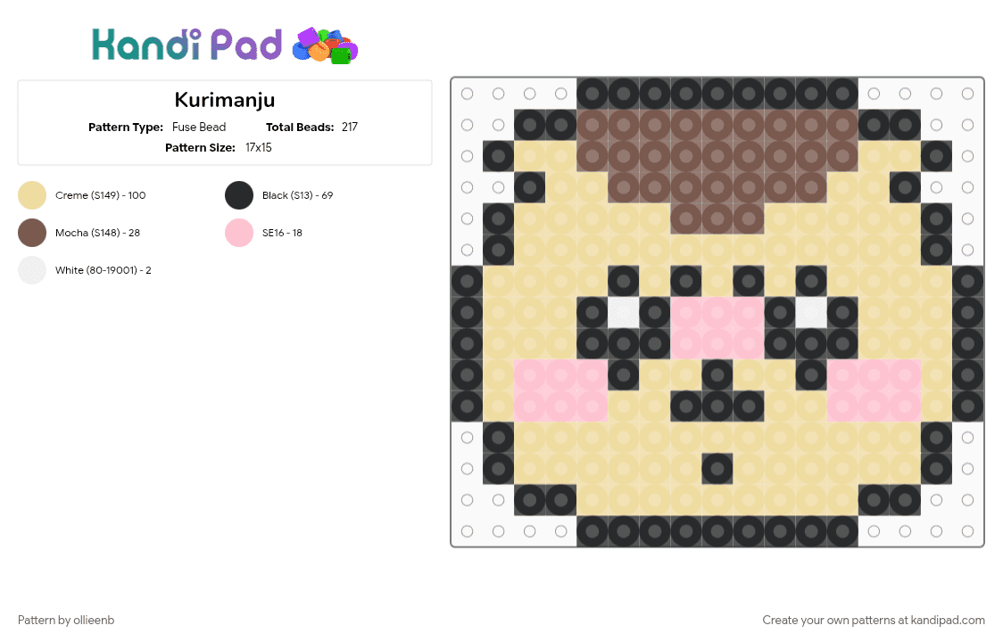 Kurimanju - Fuse Bead Pattern by ollieenb on Kandi Pad - beige, chiikawa