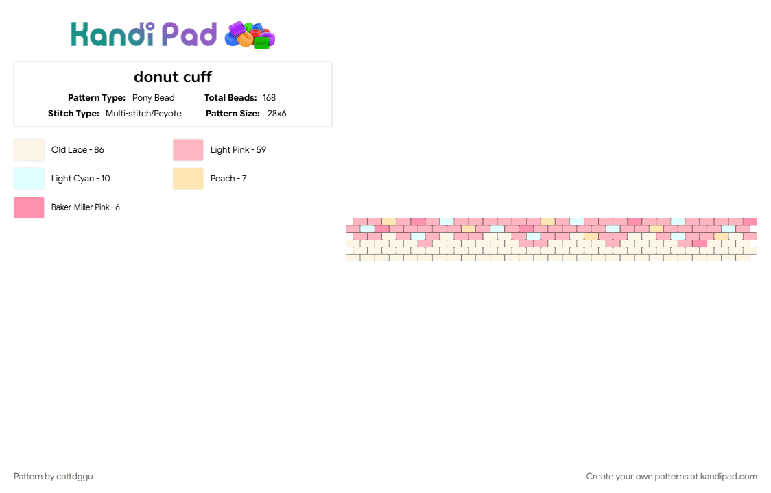 donut cuff - Pony Bead Pattern by cattdggu on Kandi Pad - pink
