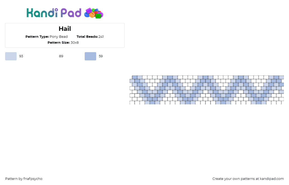 Hail - Pony Bead Pattern by fnafpsycho on Kandi Pad - zig zag,geometric,pastel,cuff,blue,white