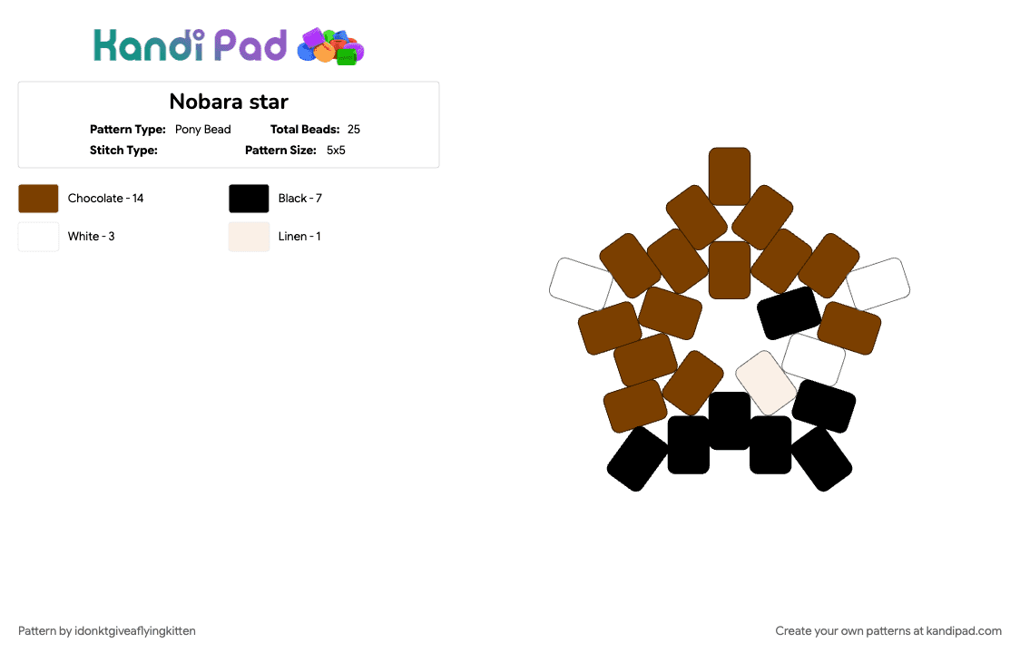 Nobara star - Pony Bead Pattern by idonktgiveaflyingkitten on Kandi Pad - anime, character, jjk, jujutsu kaisen, nobara, nobara kugisaki