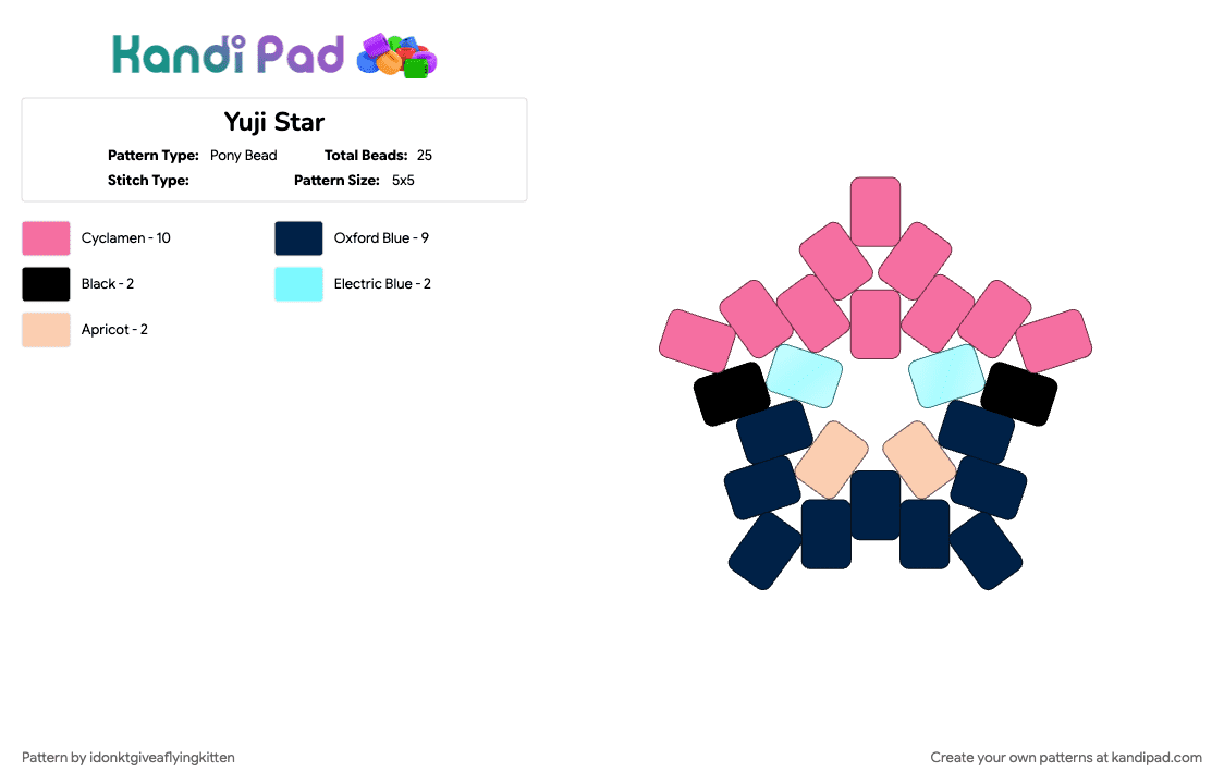 Yuji Star - Pony Bead Pattern by idonktgiveaflyingkitten on Kandi Pad - 