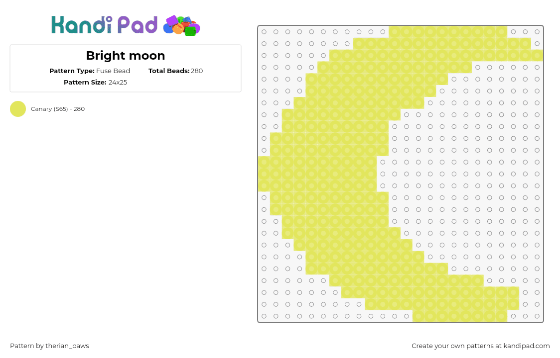 Bright moon - Fuse Bead Pattern by therian_paws on Kandi Pad - moon,night,crescent,simple,yellow