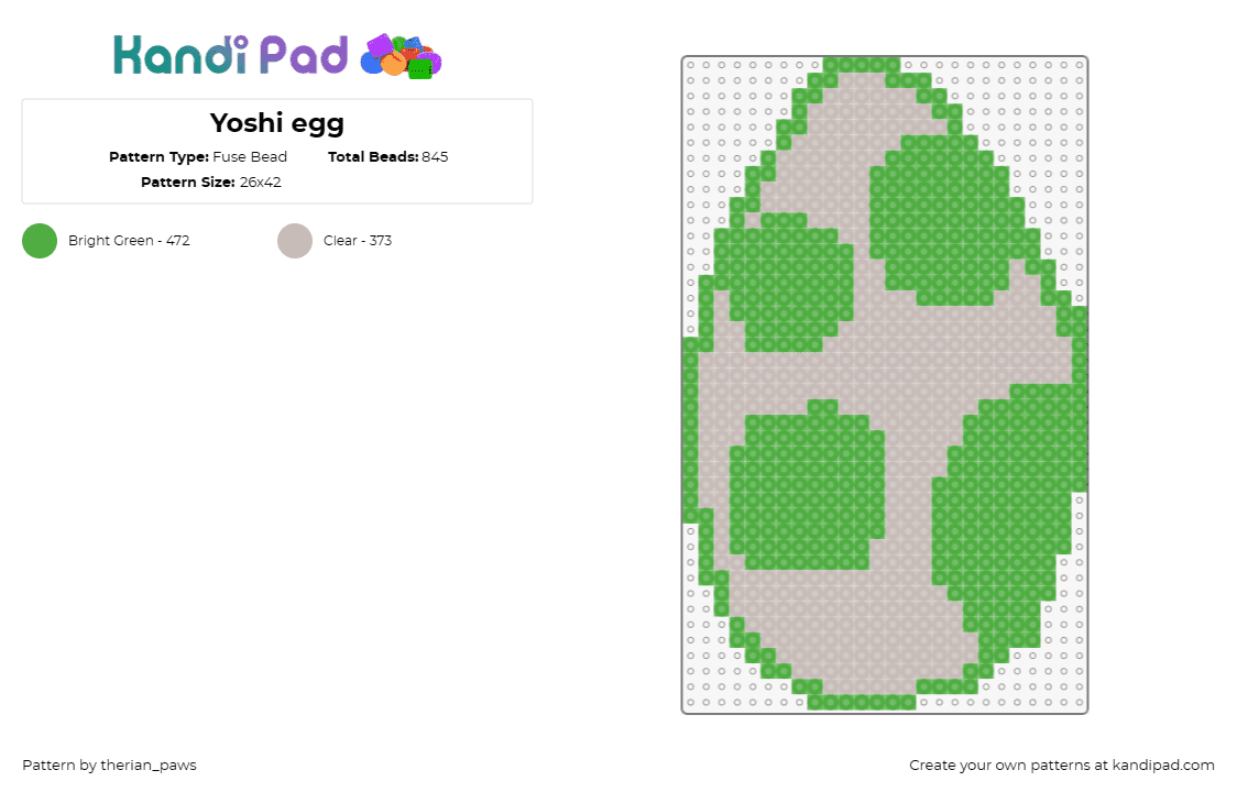 Yoshi egg - Fuse Bead Pattern by therian_paws on Kandi Pad - egg,yoshi,mario,nintendo,video game,gray,green