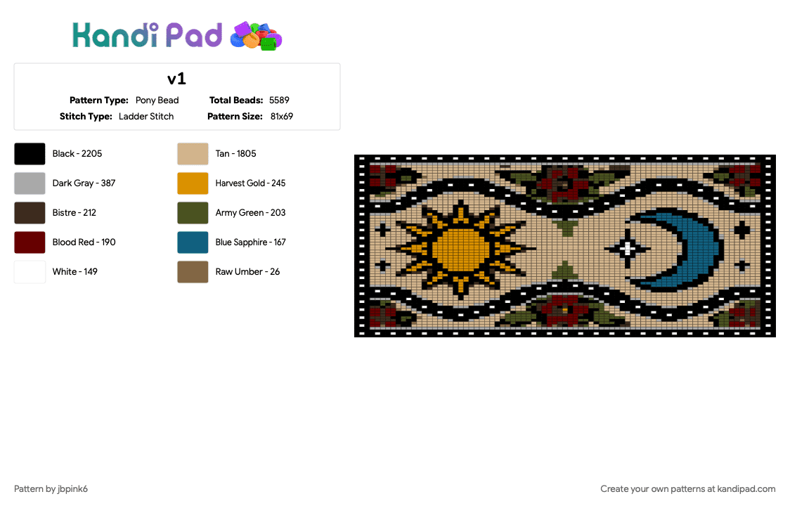 v1 - Pony Bead Pattern by jbpink6 on Kandi Pad - 
