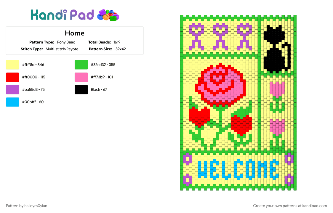 Home - Pony Bead Pattern by haileym0ylan on Kandi Pad - green, yellow