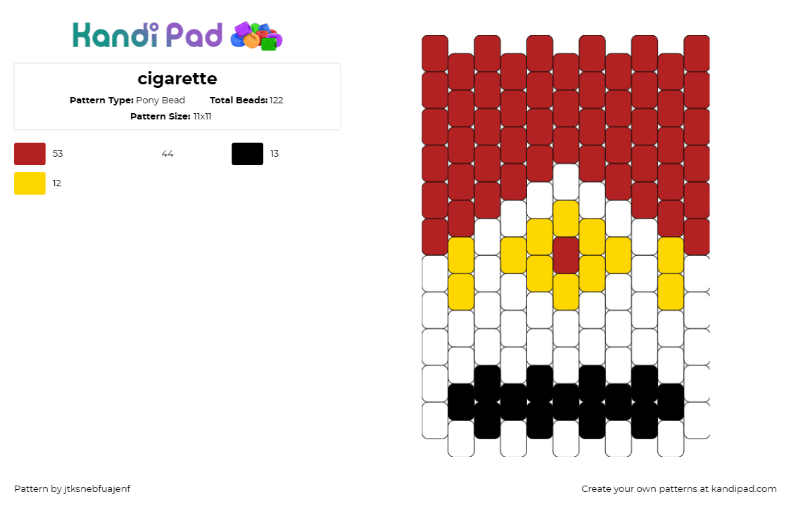 cigarette - Pony Bead Pattern by jtksnebfuajenf on Kandi Pad - cigarettes,pack,smoking,marlboro,panel,red,white