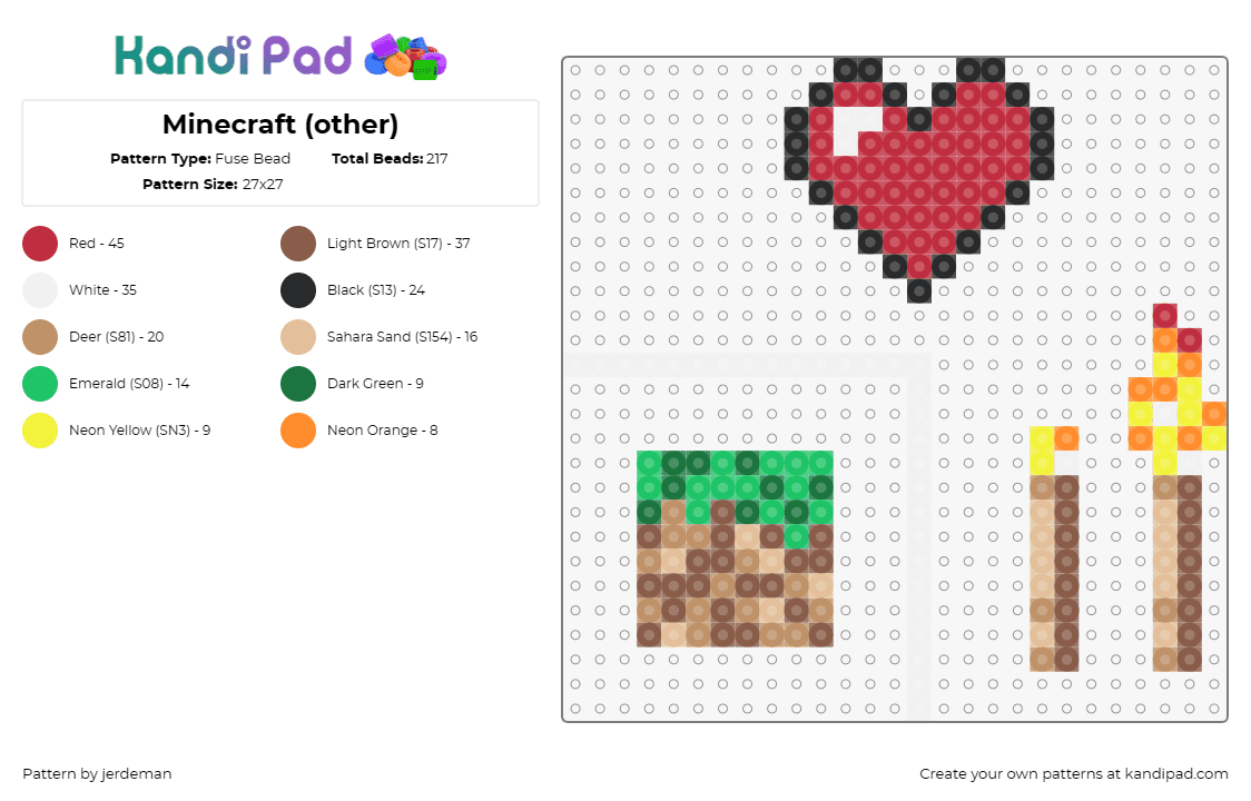 Minecraft (other) - Fuse Bead Pattern by jerdeman on Kandi Pad - minecraft,potion,torch,heart,video game,red,blue,tan