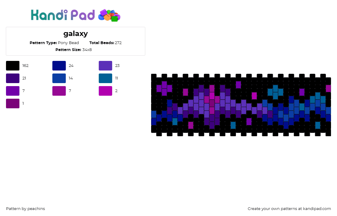 galaxy - Pony Bead Pattern by peachins on Kandi Pad - galaxy,space,dark,cuff,colorful,black,purple