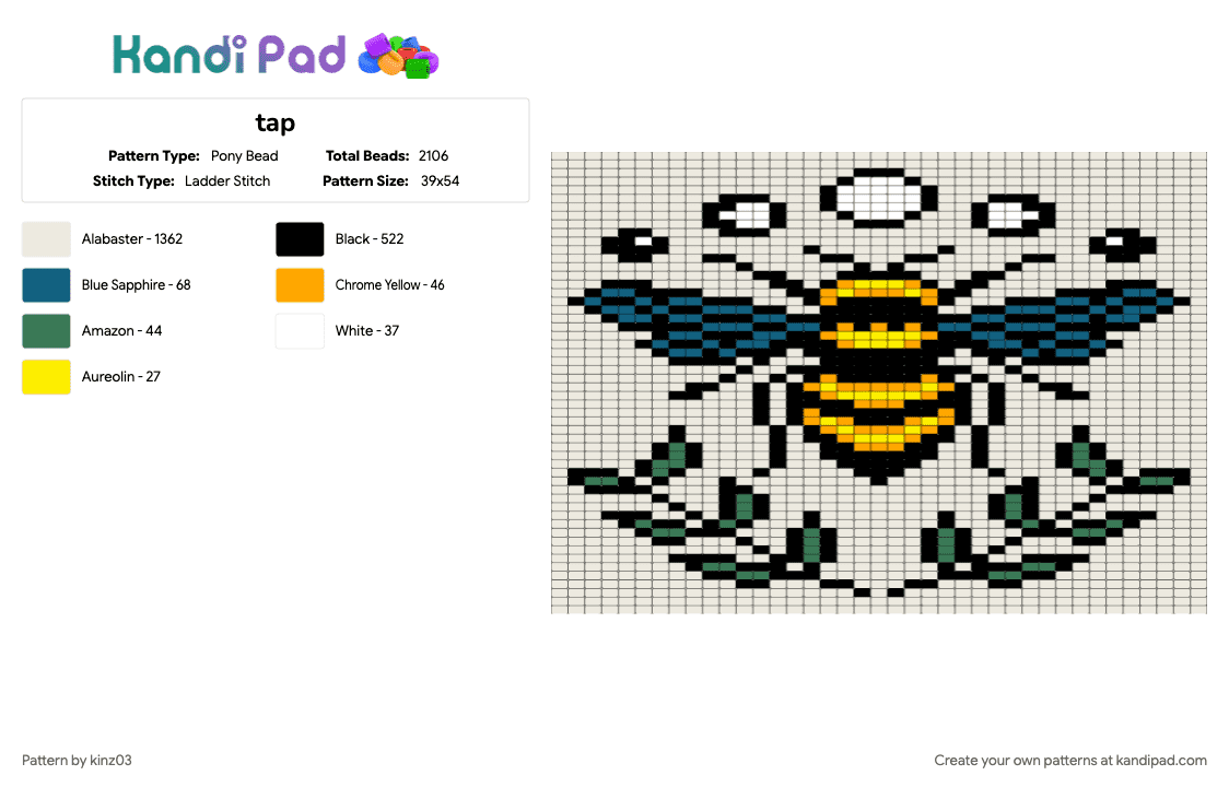 tap - Pony Bead Pattern by kinz03 on Kandi Pad - blue, orange, teal, white