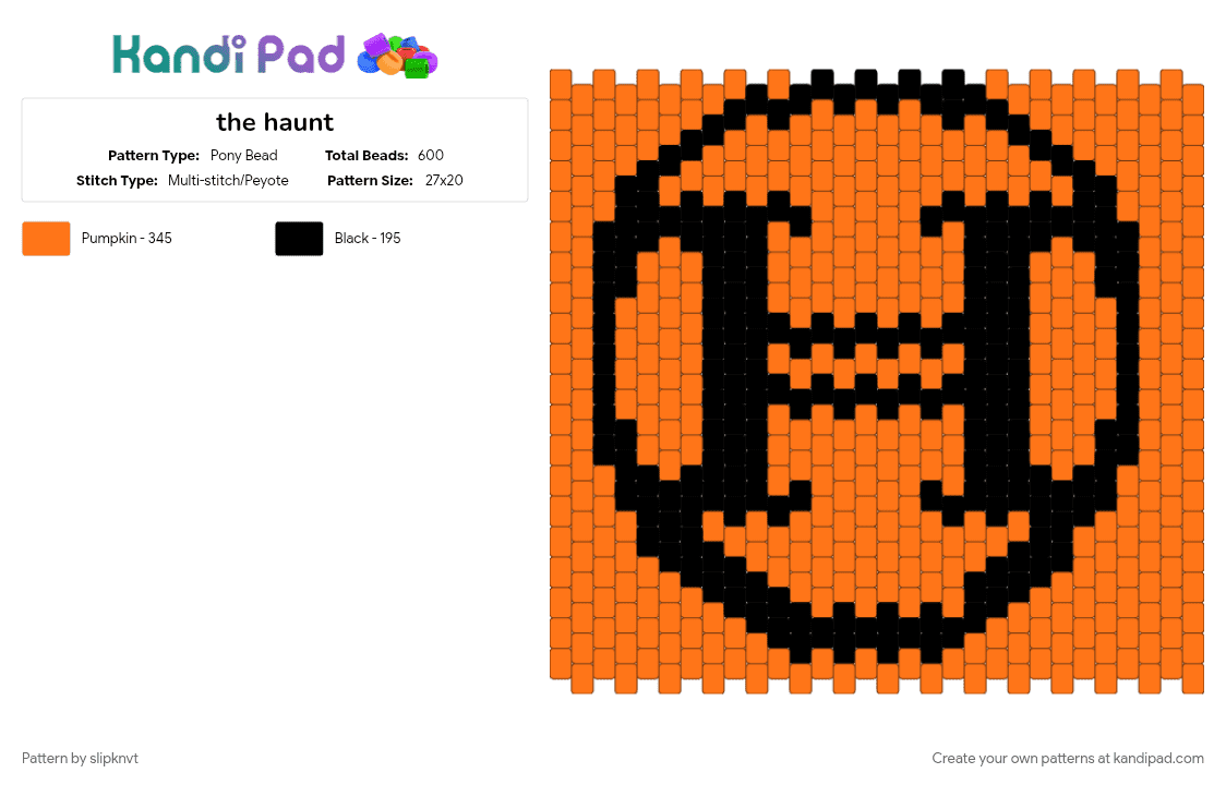 the haunt - Pony Bead Pattern by slipknvt on Kandi Pad - black, orange
