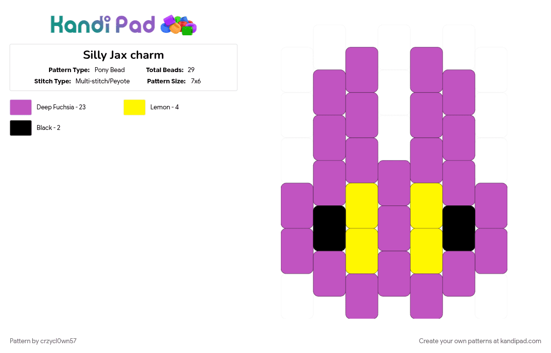 Silly Jax charm - Pony Bead Pattern by crzycl0wn57 on Kandi Pad - pink