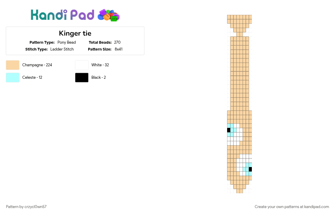 Kinger tie - Pony Bead Pattern by crzycl0wn57 on Kandi Pad - beige