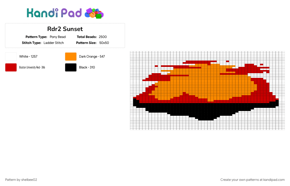 Rdr2 Sunset - Pony Bead Pattern by shelbee02 on Kandi Pad - orange, red
