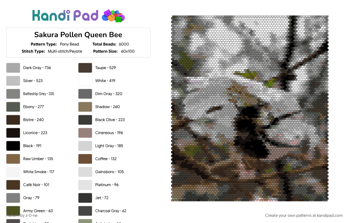 Sakura Pollen Queen Bee Peyote - Pony Bead Pattern by z-0-ne on Kandi Pad - animal, bee, bugs, cotdbugs, cute, flowers, nature, peyote